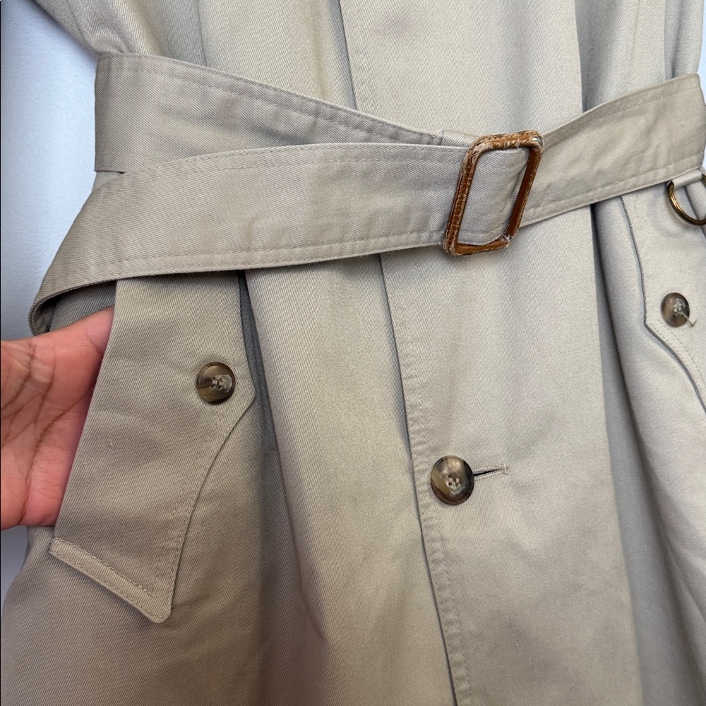 Christian Dior vintage Beige Trench Coat sz L - Picture 4 of 14